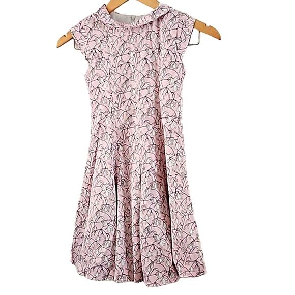 Excellent Mini Donna Collection Girls Pink Floral A-Line Dress w/ Tie Waist Sz 8 - Picture 2 of 5